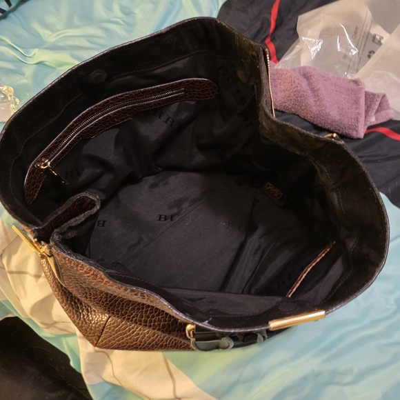 Burberry Textured Leather Shoulder Bag in Brown and Black - Picture 3 of 13